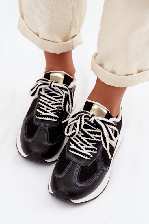 Sneakers Stilvollllschuhe Feminin aus Öko-Leder schZuarze Farbe Kelira