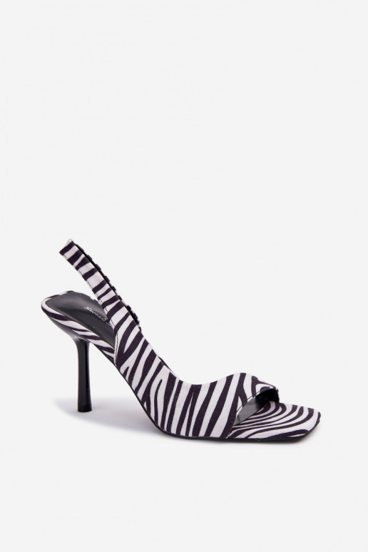 Dames sandalen met dunne hakkenvan eco-suèdeu Zebra Calvoria
