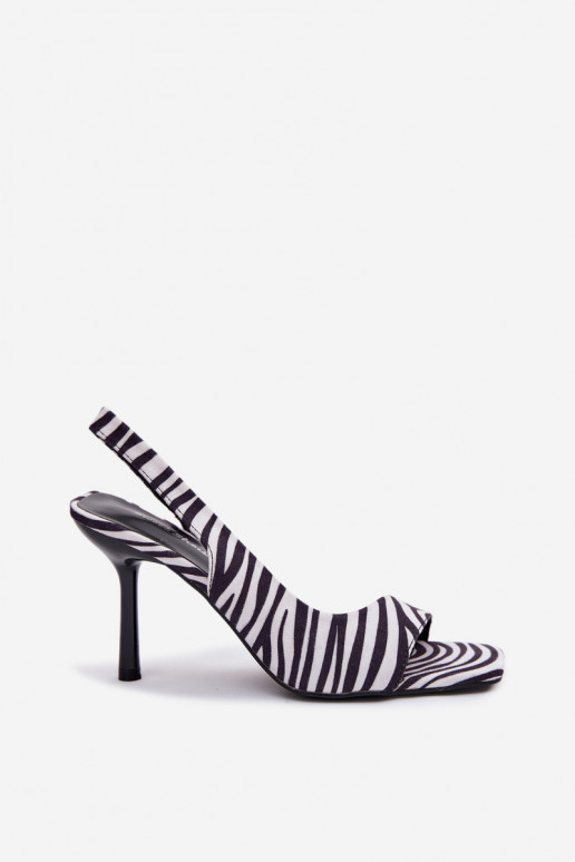 Sandales pour femmes avec des talons finsen daim écologiqueu Zebra Calvoria