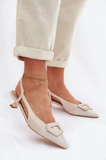 Damensandalen Auf niedrigem Absatz Mit Dekorationen Detalem Beige Camira 2