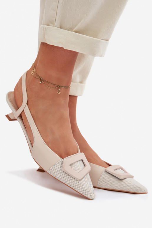 Dames sandalen Op een lage hak Met sierlijk Detalem beige Camira