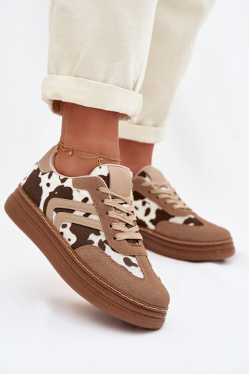 Dames sneakers in sportieve stijl met platform zandkleur Denissa
