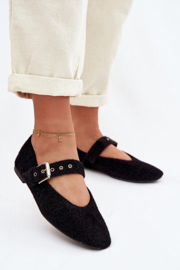 Dames ballerina's met bandjes zwart Pamira 2