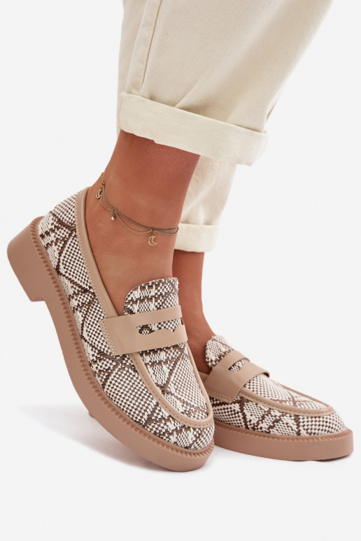 dames mocassins Met patroon beige Barisa