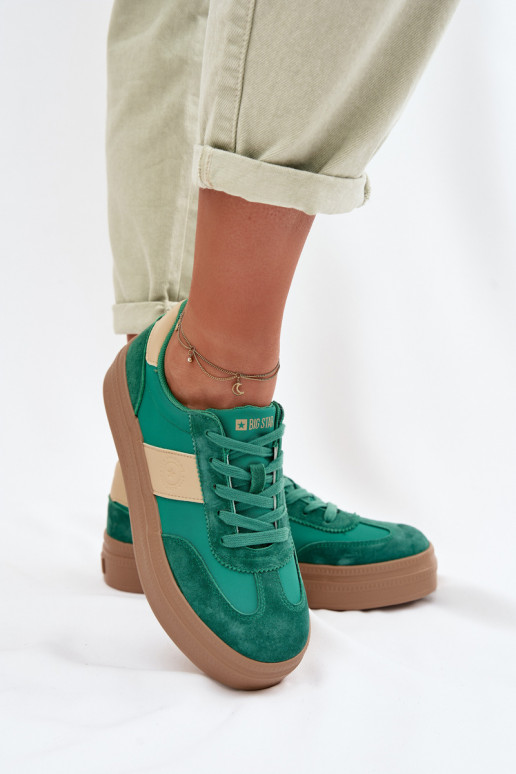 en daim Chaussures modèle baskets Féminin Big Star TT274163 couleur verte