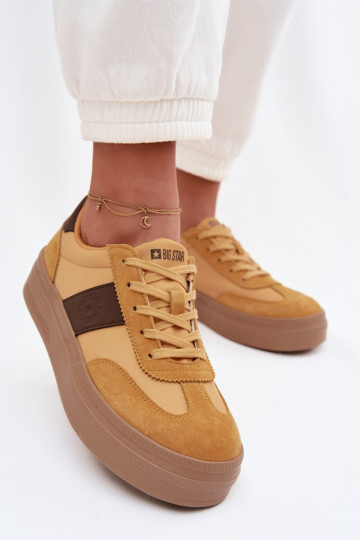 Dames suède sneakers in sportieve stijl Big Star TT274166 geel 2