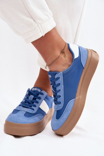 Dames suède sneakers in sportieve stijl Big Star TT274165 blauw