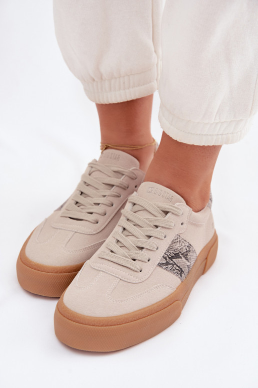 Sneakers Stilvollllschuhe Feminin Ze INstaZukami Schlangenhaut Big Star TT274299 graue Farbe