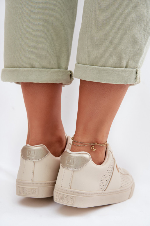 Chaussures modèle baskets Féminin avec des éléments ajourés Big Star TT274292 beige
