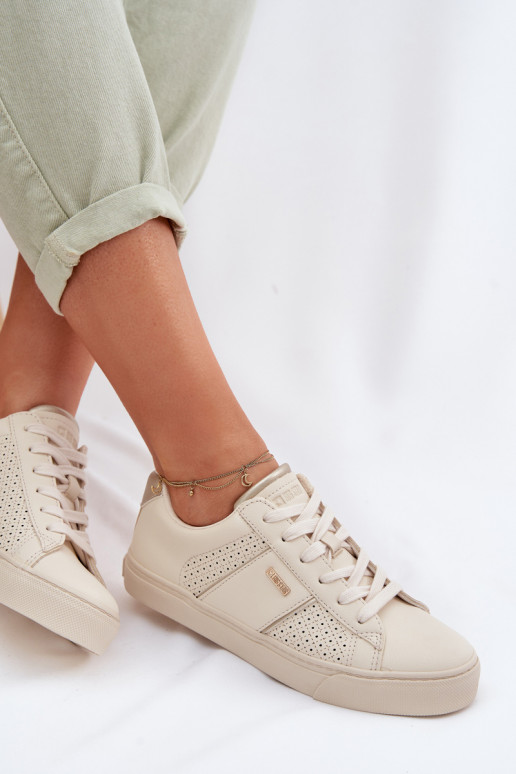 Chaussures modèle baskets Féminin avec des éléments ajourés Big Star TT274292 beige