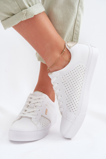 Baskets de sport pour femmes avec éléments ajourés Big Star TT274291 couleur blanche 2