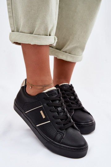 Chaussures modèle baskets Féminin avec des éléments ajourés Big Star TT274290 couleur noire