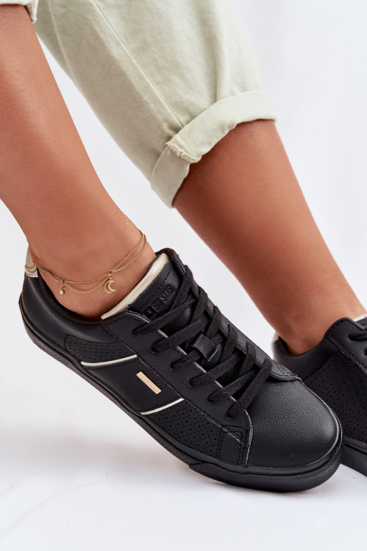 Chaussures modèle baskets Féminin avec des éléments ajourés Big Star TT274290 couleur noire