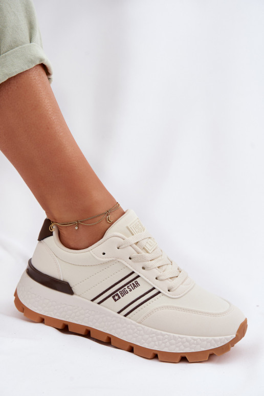 Chaussures modèle baskets Féminin avec une plateforme Big Star TT274881 Hi-Poly System beige