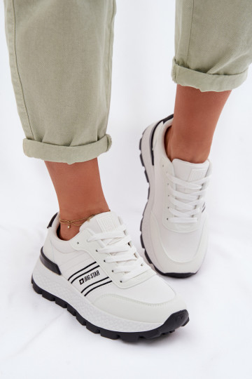 Damen Sportschuhe mit Plattform Big Star TT274882 Hi-Poly System weiße Farbe