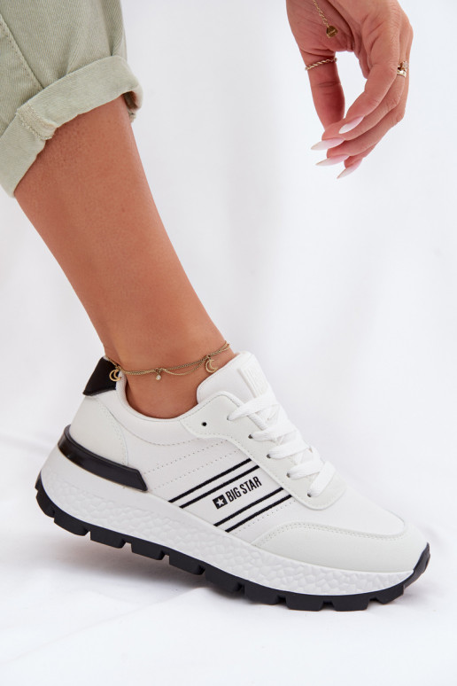 Chaussures modèle baskets Féminin avec une plateforme Big Star TT274882 Hi-Poly System couleur blanche