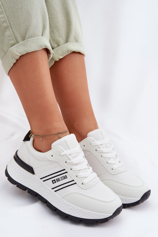 Chaussures modèle baskets Féminin avec une plateforme Big Star TT274882 Hi-Poly System couleur blanche