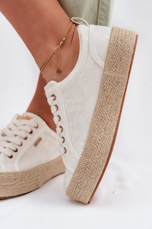 lässige Schuhe Espadrilles mit einer Plattform Big Star TT274346 elfenbeinfarbe