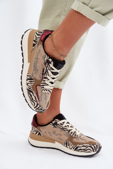 Dames sportieve schoenen met patronen Big Star TT274333 zandkleur