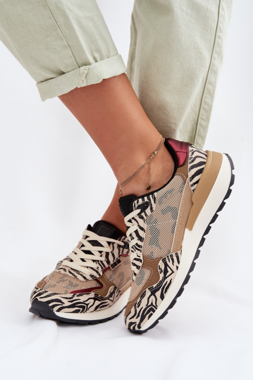 Turnschuhe Sneakers Stilvollllschuhe Feminin Gemustert Big Star TT274333 Beige