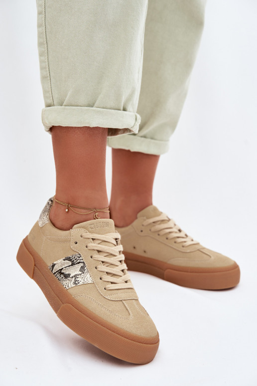 Sneakers Stilvollllschuhe Feminin Ze INstaZukami Schlangenhaut Big Star TT274298 Beige