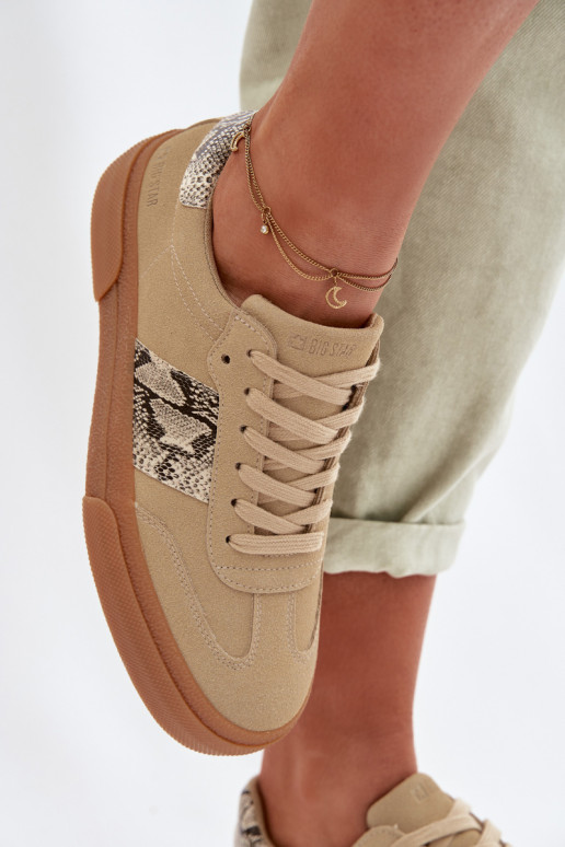 Chaussures modèle baskets Féminin Ze DANSstaÀkami Peau de serpent Big Star TT274298 beige