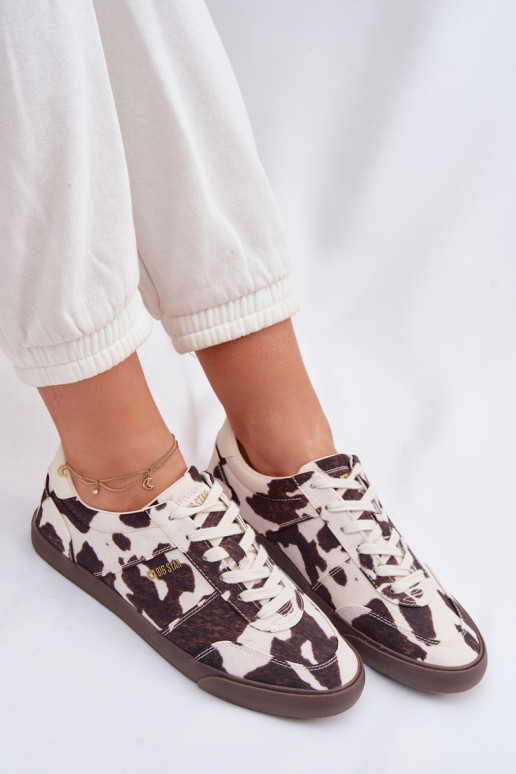 Sneakers Stilvollllschuhe Feminin IN Łaty Big Star TT274369 INeiß-braune Farbe