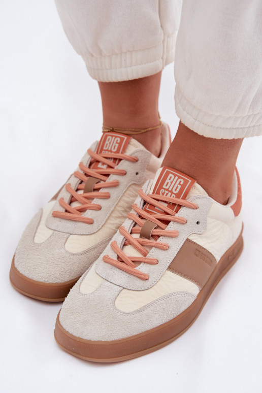 Haut aus INildleder Sneakers Stilvollllschuhe Feminin Big Star TT274725 Beige
