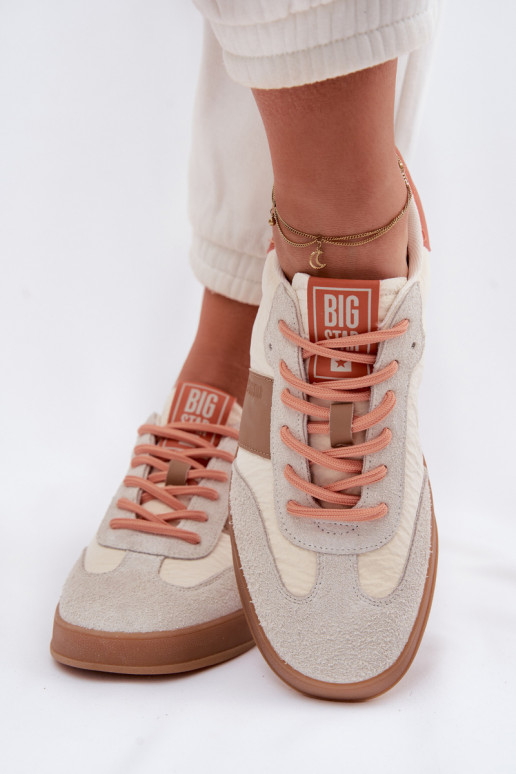 Peau en daim Chaussures modèle baskets Féminin Big Star TT274725 beige