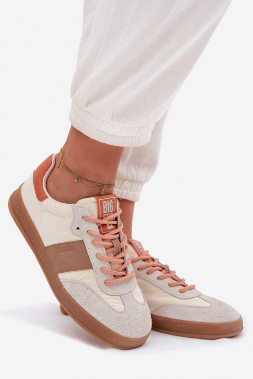 Peau en daim Chaussures modèle baskets Féminin Big Star TT274725 beige