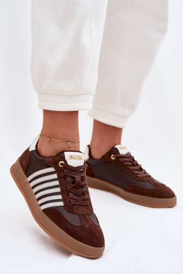 Baskets pour femmes en cuir naturel et daim Big Star TT274715 couleur chocolat 2