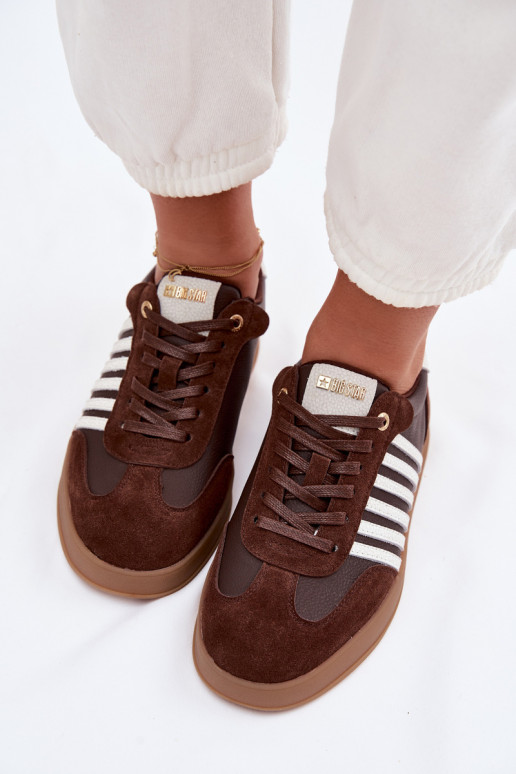 Chaussures modèle baskets FémininActivéturalnej Skóry I en daimu Big Star TT274715 CzekoladoÀe