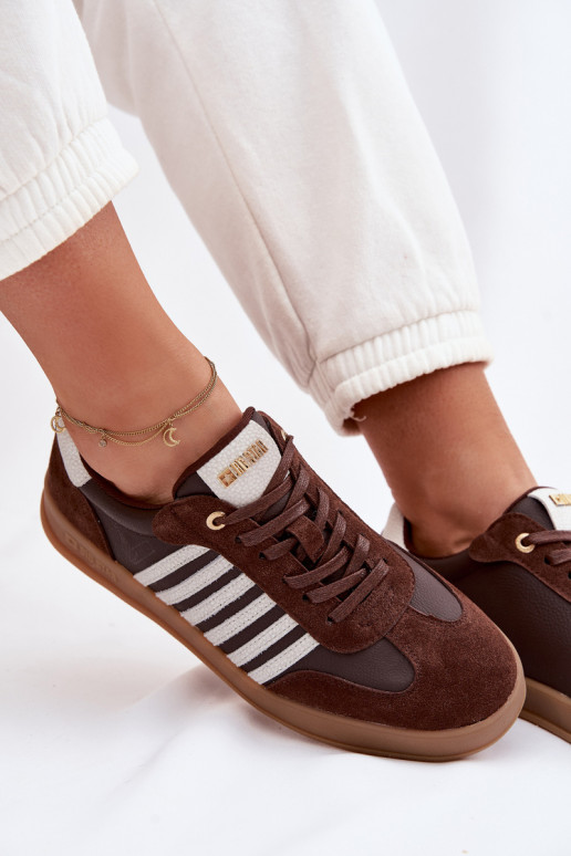 Sneakers model schoenen DamesOpturalnej Skóry I van suèdeu Big Star TT274715 CzekoladoIne