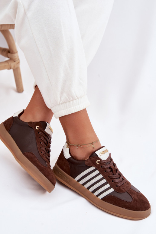 Sneakers model schoenen DamesOpturalnej Skóry I van suèdeu Big Star TT274715 CzekoladoIne