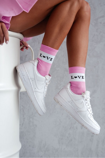Dames katoenen sokken LOVE in roze kleur