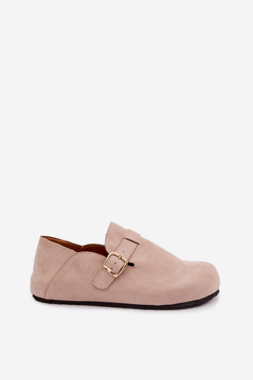 Chaussures en simili cuir pour femmes avec boucles dorées couleur sable Ismora