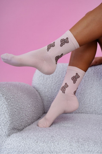 Damen Socken mit Bären in Rosa