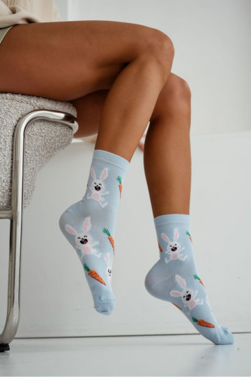 Chaussettes Féminin Lapins I Il fautrcheÀki couleur bleue