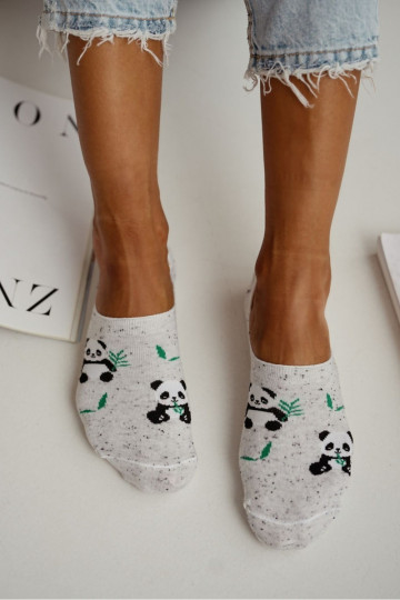 Chaussettes en microfibre pour femmes Panda Bear grises