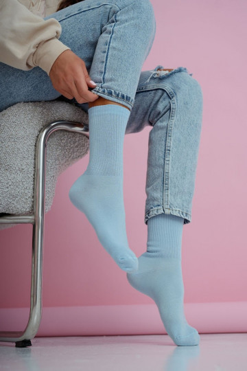 Chaussettes pour femmes rayées bleu pastel