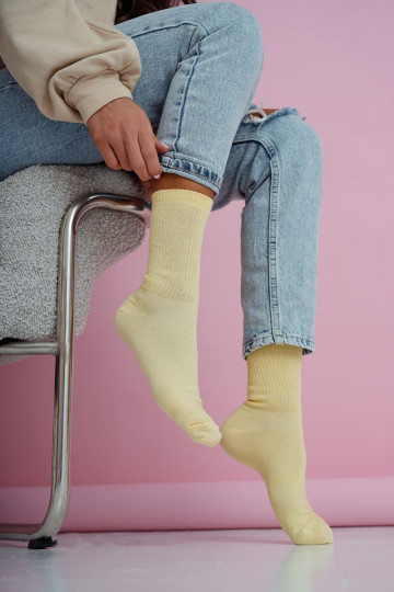 Socken Feminin IN Prążek Pastellfarben gelbe Farbe