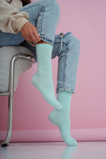 Chaussettes pour femmes rayées menthe pastel