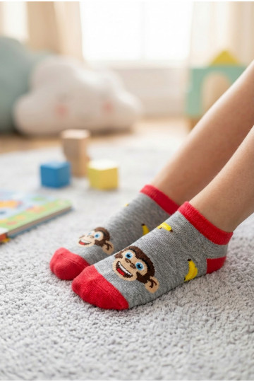 Chaussettes pour enfants grises avec des bananes