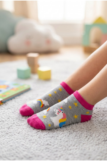 Kinderen enkelsokken Eenhoorns grijs