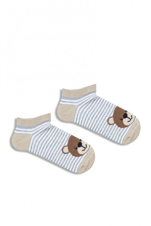 Socken Kindisch Jugend Streifen I Teddybären Beige