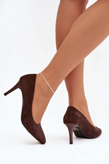 Sergio Leone 1336 schokoladenfarbene High Heels aus Kunstwildleder 2