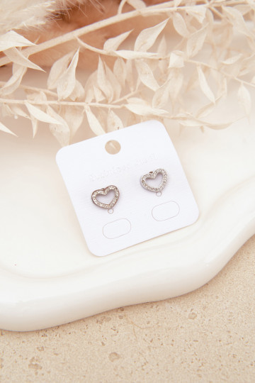 Boucles d'oreilles classiques en forme de cœur couleur argent