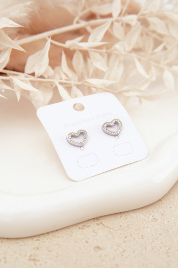 Boucles d'oreilles classiques en forme de cœur couleur argent 2