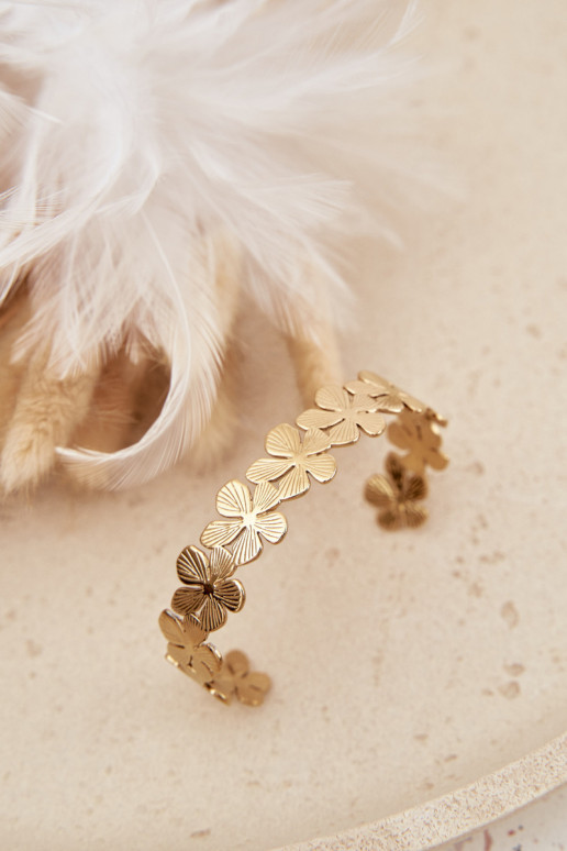 Ein Armband Feminin aus Edelstahl mit Blumen goldene Farbe