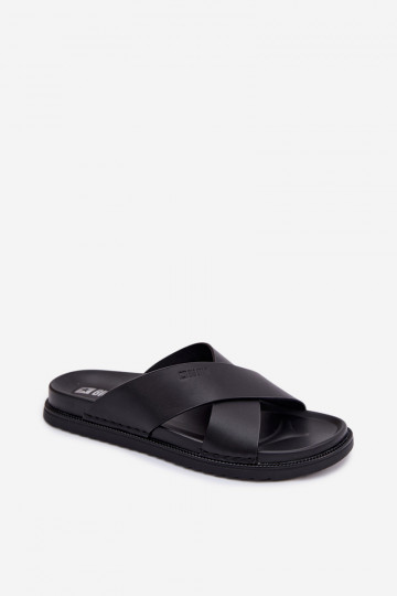 Leren slippers voor mannen Big Star TT174217 zwarte kleur